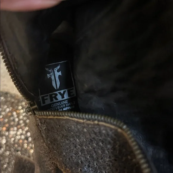 Frye Studded Star Distressed Leather Western Cowboy Boots Brown Size 5 - Picture 8 of 10